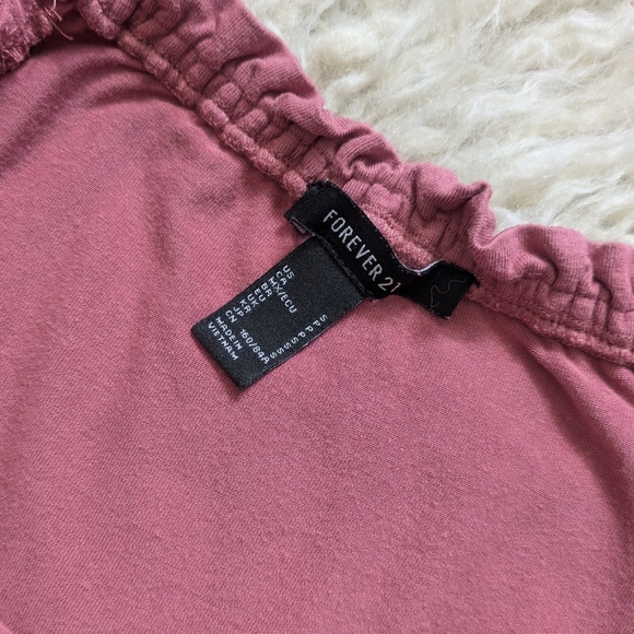 Forever 21 Pink Front-Tie Sweetheart Neck Crop Top - Picture 3 of 3